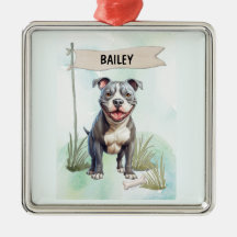 Pit Bull Terrier Watercolor Personalized Dog