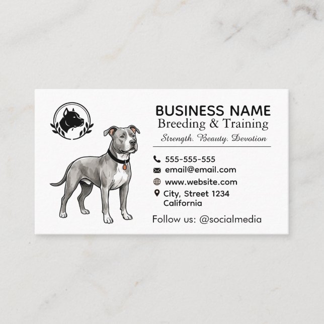 Pit Bull Terrier Zuchtstätte & Züchter Professiona Visitenkarte (Vorderseite)