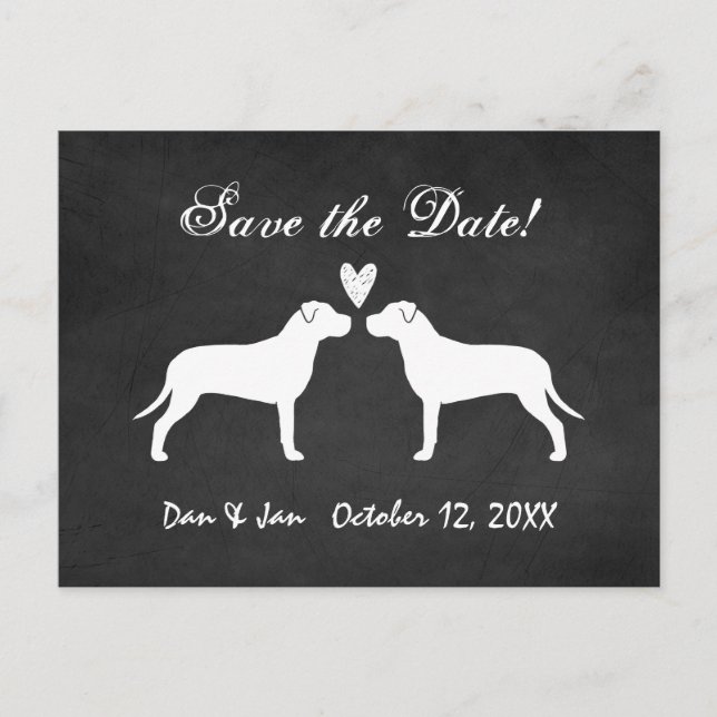 Pit Bull Terriers Wedding Save the Date Ankündigungspostkarte (Vorderseite)