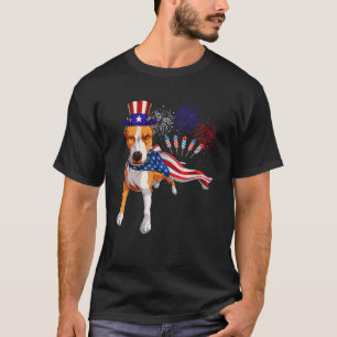 Pit Bull Tragen amerikanische Fahne Feuerwerk 4. J T-Shirt