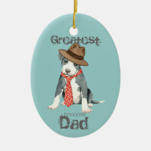 Pit Bull Vater Keramik Ornament