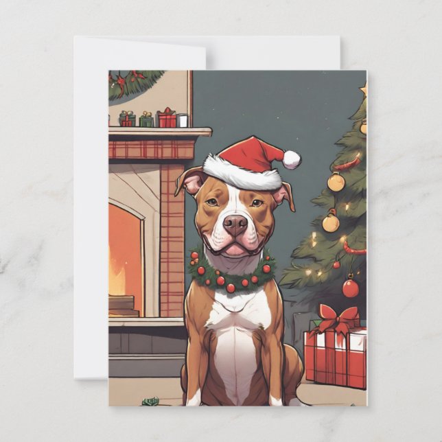 Pit Bull Weihnachtskarte für Hundeliebhaber Feiertagskarte (Vorderseite)