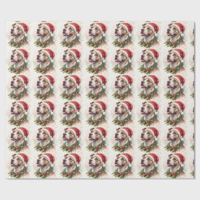 Pit Bull Weihnachtspapier Geschenkpapier (Flach)