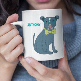 Pit Bull Welpenhund mit Brille Personalisiert Kaffeetasse