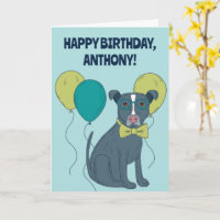 Pit Bull Welpenhund mit Brille Personalisiert