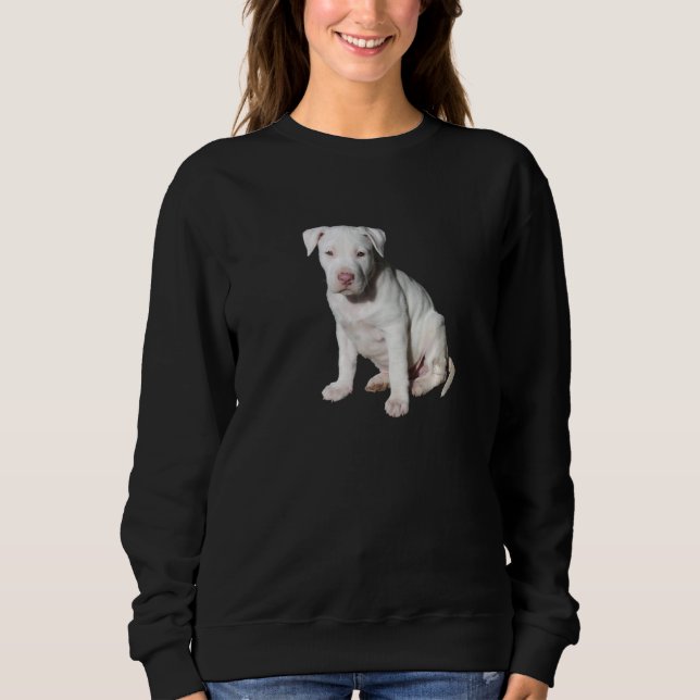 Pit Bull White Pit Bull Welpe Hunde Rasse Sweatshirt (Vorderseite)