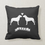 Pit Bulls Liebe - Hunde Silhouetten mit Herz Kissen<br><div class="desc"></div>