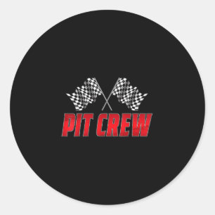 Pit Crew Geburtstagsfamilie Matching Race Car Raci Runder Aufkleber