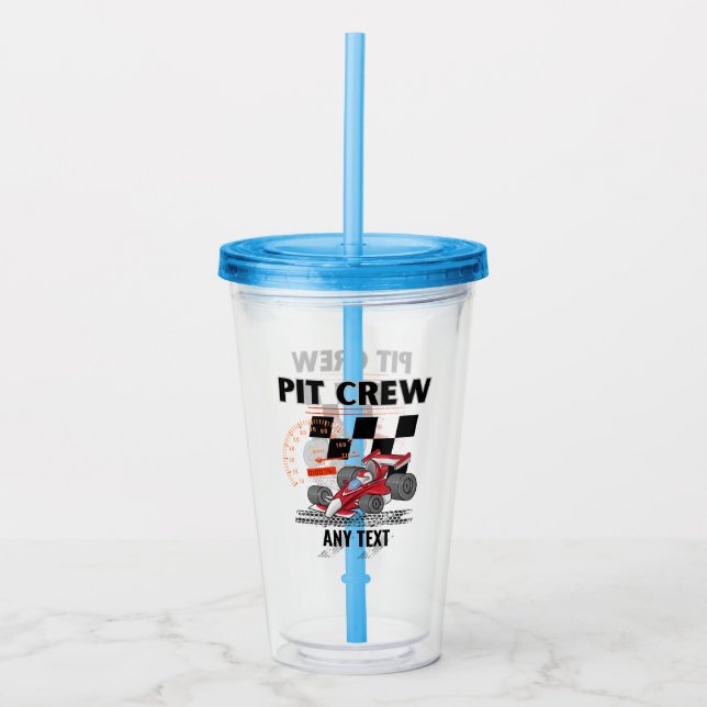 Pit Crew Geburtstagsparty Race Cars Acryltrinkbecher (Vorderseite)