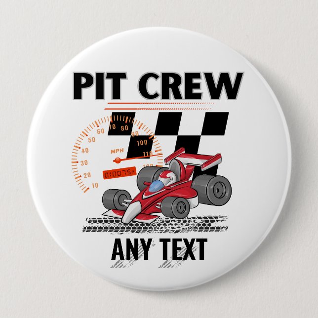Pit Crew Geburtstagsparty Race Cars Button (Vorderseite)