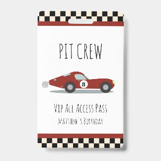 Pit Crew Race Car Geburtstagsparty Pit Crew VIP Pa Ausweis
