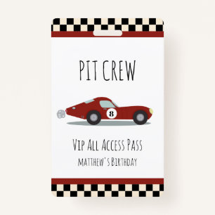 Pit Crew Race Car Geburtstagsparty Pit Crew VIP Pa Ausweis