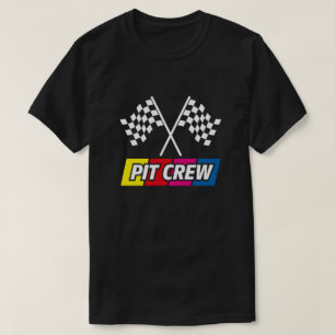 Pit Crew Racing Karierte Flagge Fette Farbige Graf T-Shirt