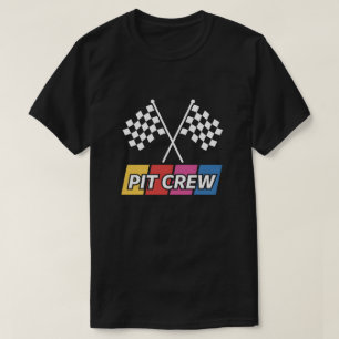 Pit Crew Racing Karoflagge Fett Bunte Grafik T-Shirt