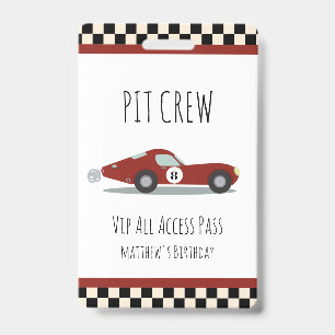 Pit-Crew-Rennwagen-Geburtstagsfeier Pit-Crew-VIP-P Ausweis