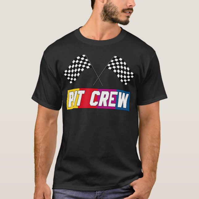 Pit Crew T Shirt zum Hosten von Race Car Party Par (Vorderseite)