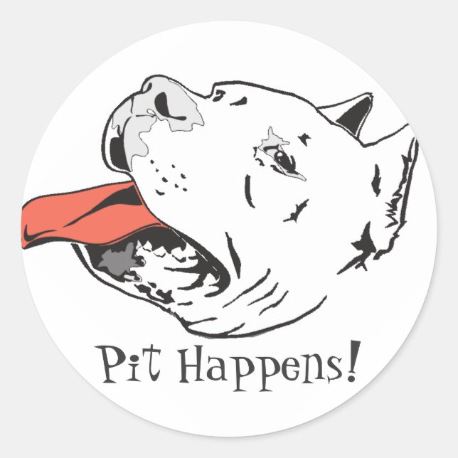 Pit Happens Funny Pit Bull Round Stickers (Vorderseite)