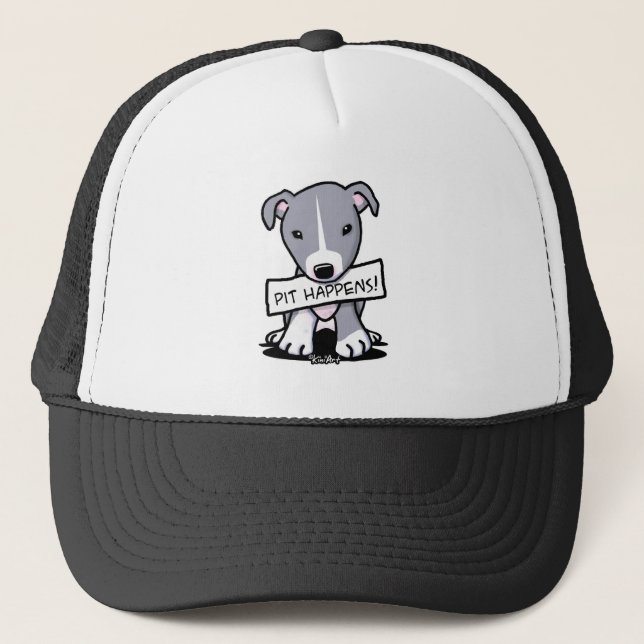 Pit Happens Pit Bull Dog Art Truckerkappe (Vorderseite)
