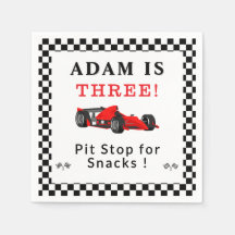 Pit Stop for Snacks – 3rd Race Car Birthday Napkin