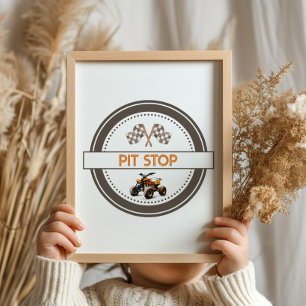 Pit Stopp Orange Quad Bike Geburtstagssignatur Poster