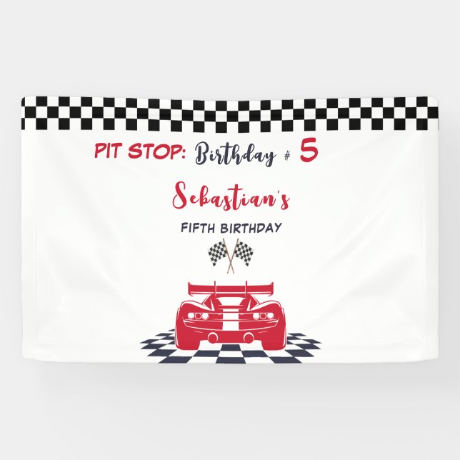 Pit Stopp Race Kindergeburtstag Banner (Horizontal)