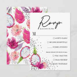 Pitaya Dragon Fruit Elegante Wedding RSVP Karte