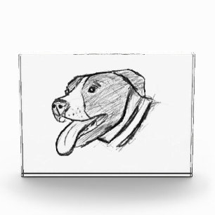 Pitbulhandgezeichnetes Foto-Hundin-Liebhaber-Poste Fotoblock