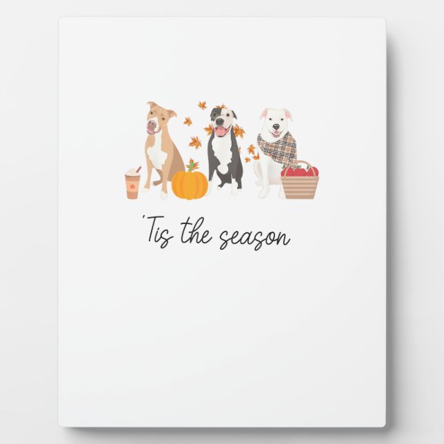 Pitbuli Dog Herbst Erntedank Saison Fotoplatte (Vorderseite)