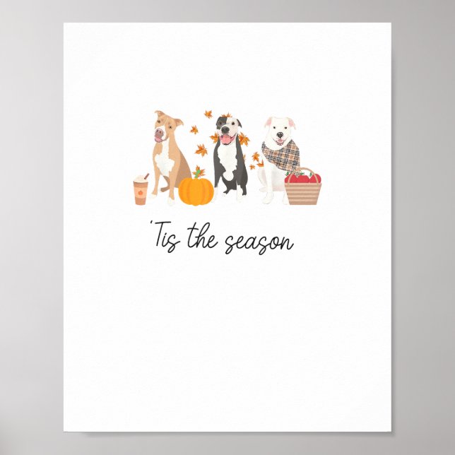 Pitbuli Dog Herbst Erntedank Saison Poster (Vorne)