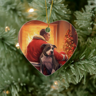 Pitbuli Feuerwehrweihnacht, Geschenk für Hundefreu Keramik Ornament