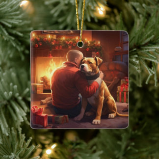Pitbuli Feuerwehrweihnacht, Geschenk für Hundefreu Keramikornament