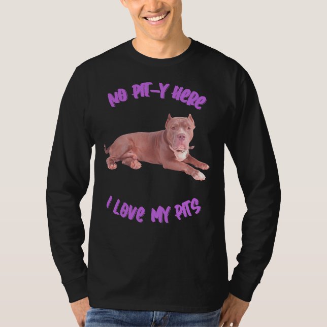 Pitbuli No Pit Y Hier Liebe meine Pits T-Shirt (Vorderseite)