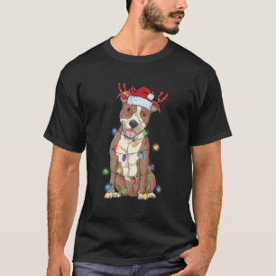 Pitbuli Weihnachten Weihnachtsmannmütze Xmas Light T-Shirt