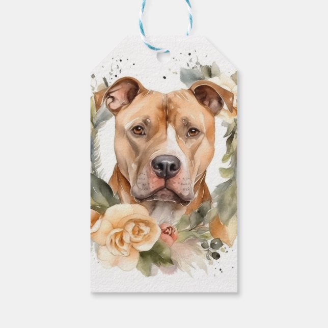Pitbuli Weihnachtsmann Weihnachtsfest Geschenkanhänger (Rückseite)