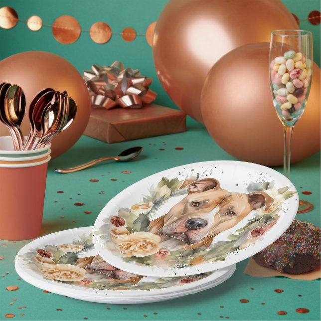 Pitbuli Weihnachtsmann Weihnachtsfest Pappteller (Multi)