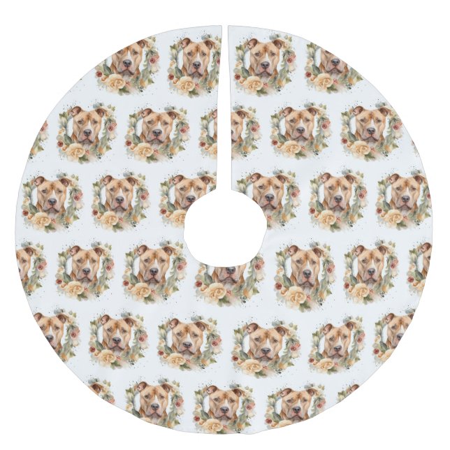 Pitbuli Weihnachtsmann Weihnachtsfest Polyester Weihnachtsbaumdecke (Vorderseite)