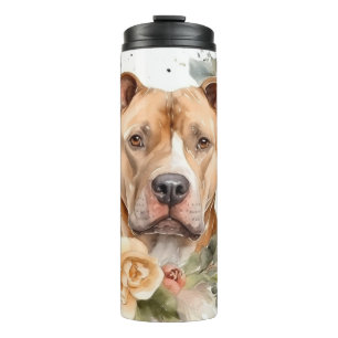 Pitbuli Weihnachtsmann Weihnachtsfest Thermosbecher
