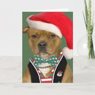 Pitbulkleider für den Weihnachtsmann Feiertagskarte