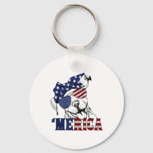Pitbull 4. Juli Merica American Flag Sungles Schlüsselanhänger