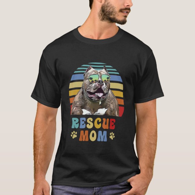 Pitbull Adoptiere Pflege-Rettungshund-Mutter T-Shirt (Vorderseite)