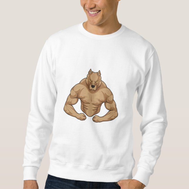 Pitbull als Bodybuilder extrem Sweatshirt (Vorderseite)