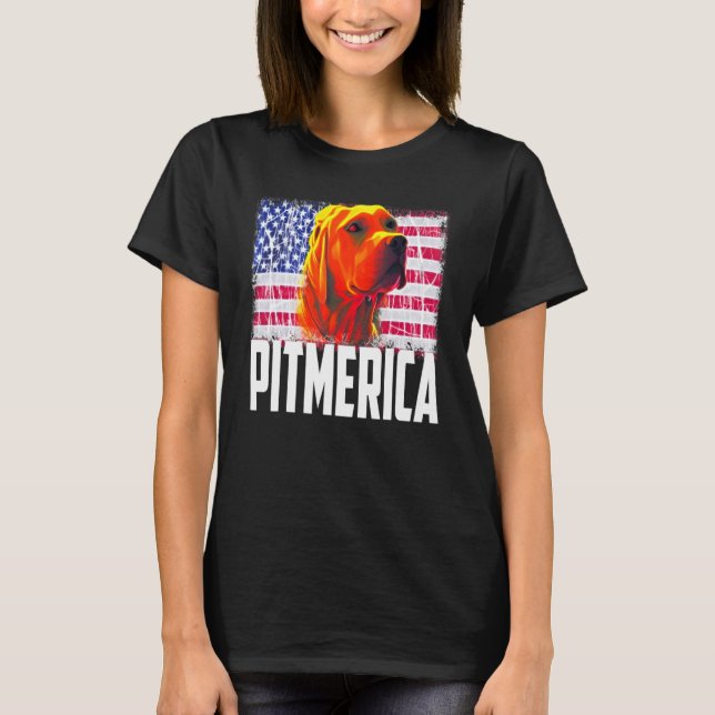 Pitbull American Flag Dog Mom Dad Patriotic  Terri T-Shirt (Vorderseite)