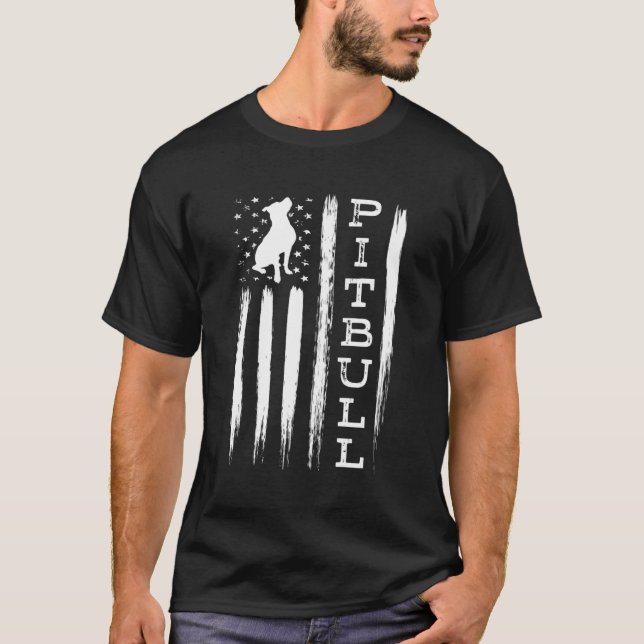 Pitbull American Flag Pit Bull S T-Shirt (Vorderseite)