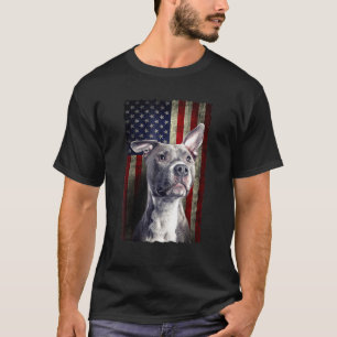 Pitbull American Flag USA Patriotic Dog T-Shirt