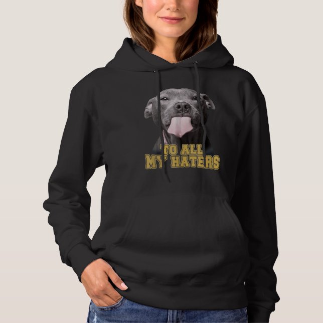 Pitbull an alle meine Hasser Pitbull Hund Hoodie (Vorderseite)