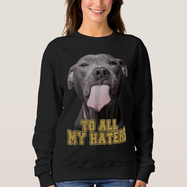 Pitbull an alle meine Hasser Pitbull Hund Sweatshirt (Vorderseite)