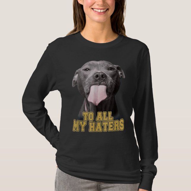 Pitbull an alle meine Hasser Pitbull Hund T-Shirt (Vorderseite)
