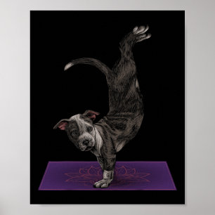 Pitbull beim Yoga Meditation Zen Namaste Hund Yoga Poster