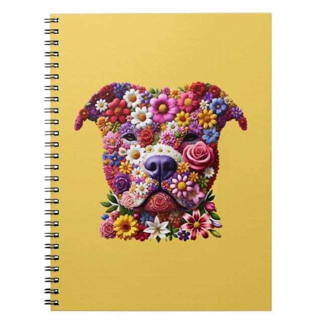 Pitbull Blume Face Dog Lover Journal Notizblock (Vorderseite)