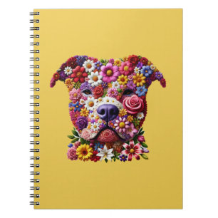 Pitbull Blumen Gesicht Hundeliebhaber Journal Notizblock